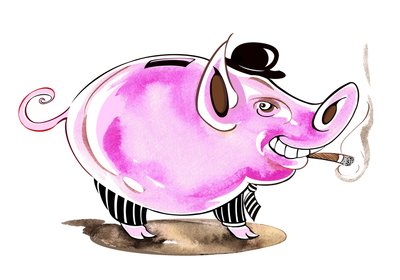 Piggy bank - allegorical illustration of financial crisis by Neale Osborne